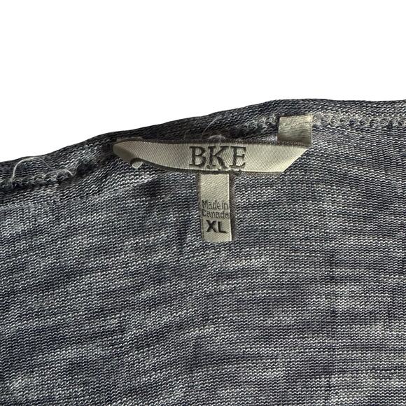 BKE Women’s XL Slub Knit Henley Long Sleeve Top Navy Blue V Neck Rayon - Picture 2 of 7